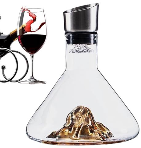 Decantador de vino con aireador, jarra de vino de de 1500 ml, aireador de mano con filtro de acero inoxidable, elegantes accesorios de vino para los amantes del vino, ideal para airear vino