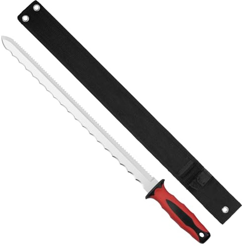 maudibozz Insulation Knife - Sod Cutter Knife: stainless steel 15.1-Inch sharp blade, double side utility Lawn Repair Saw with Nylon Sheath (new green)