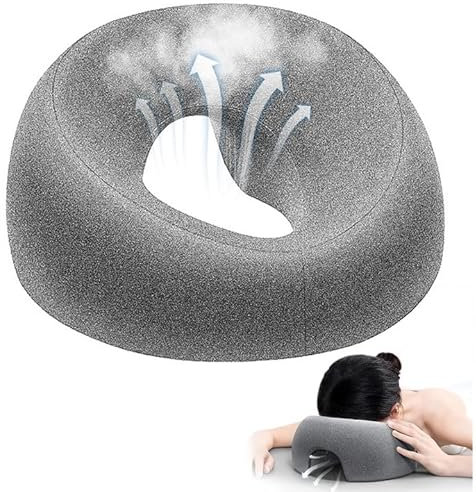 Foreverup Face Down Pillow, Massage Face Pillow with Hole, Memory Foam Massage Headrest for Bed, Ergonomic Prone Cushion for Massage Beauty Salon, Spa, Office, School (Gray)