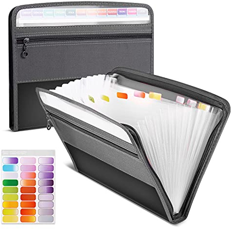 Cartella Portadocumenti A4, Porta Documenti Espandibile con Cerniera, 13 Tasche Porta Documenti, Portatile Faldoni Archivio Fisarmonica