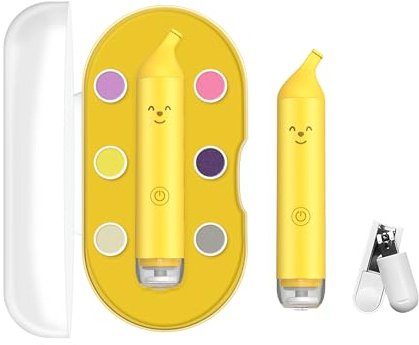 Oceenew Elektrische Nagelfeile Baby Nagelpflegeset Elektrisch Nagelpflege Nail Trimmer Nagelschere Nageltrimmer Nail File Maniküre Set für Neugeborene Baby mit Licht, 6 Schleifkopf Ersatzpads