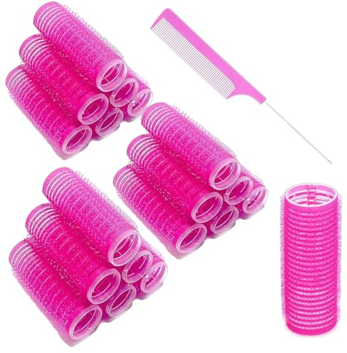 19 Pcs BMYUK Fashion Base Self Grip Small Hair Curlers with Small Comb Heatless Curler Pro Salon for Tight Curls & Waves Long Medium Short Hair