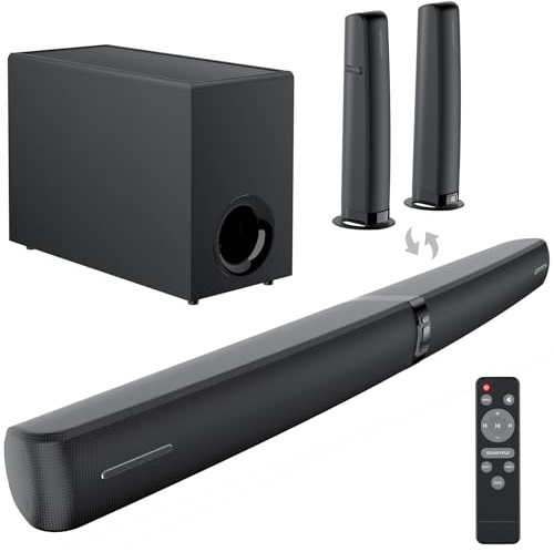 Sound Bar with Subwoofer for TV, 2 in 1 Detachable 120W Soundbar Speaker with Deep Bass & Volume Boost & 3 Modes, Compatible with Bluetooth5.3 /ARC/Opt/AUX for TV/PC/Gaming/Projectors (Black) 1Pcs