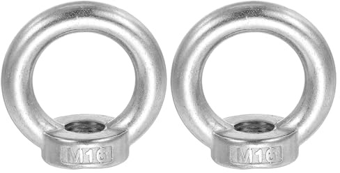 QUARKZMAN Dado Ad Anello Di Sollevamento M16, 304 Acciaio Inossidabile Forma Ad Anello Dadi Filettatura Femmina Per Fissaggio Portuale Marino Ingegneria Argento, Confezione Da 2