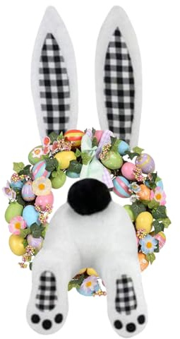 Coniglio Decorativo per Corona di Pasqua | Dietro Coniglio con Orecchie - Accessorio Corona di Pasqua Da Appendere | per Festa Primavera Interni Esterno Casa Parete Porta