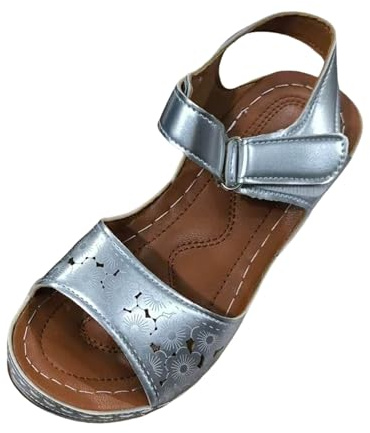 Cocila Sandalias Mujer Vestir Tacon Ancho De Cuña Gruesa Con Y Punta Redonda Británica En Forma T Sapatos Zapatos Plateados Fiesta Plateadas Blancas Verano Plata Havaianas Doradas Atadas Al