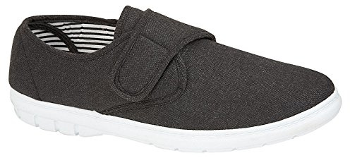 Mens Kevin Shoe Tree Wider Fitting Casual Canvas Fastening Pump Trainer Deck Shoes Loafer Size 9 UK Charcoal