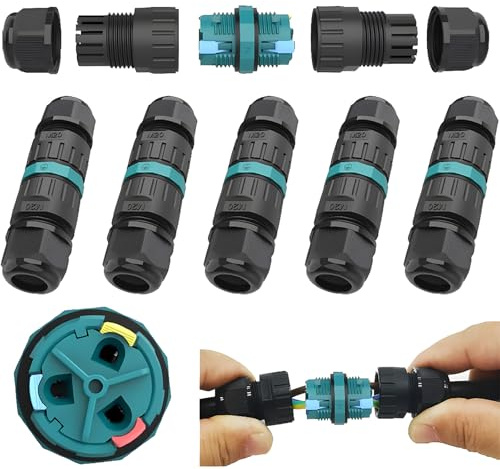 Connecteur de câble extérieur de boîte de jonction étanche, CTRICALVER Connexion de câble extérieur de Manchon étanche IP68 pour Un A.W.G: 20-13, pour câbles d'amarrage 2 broches / 3 broches(5pcs)