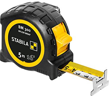 STABILA BM 300 - Cinta métrica de bolsillo (5 cm, BM300, 5 m), color negro y amarillo
