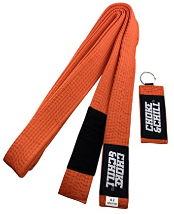 Choke&Chill BJJ Brasilianska Jiu-Jitsu bälte med nyckelring vuxna barn Luta Livre (orange, A3)