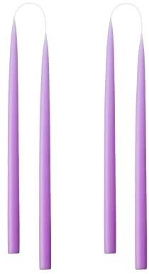 Kunstindustrien® Tapered Candles, Made in Denmark, 42 colours available, Dripless & Smokeless Dinner Candles, Candles long burning 15 hours, Unscented Candle gift set, 4pcs. 2.2 x 35cm (Pastel Purple)