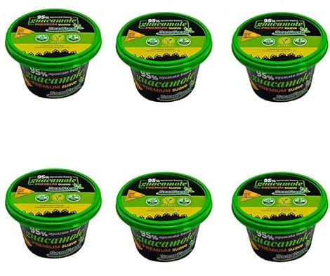 Guacamole tradicional suave. PACK - 6. Salsa de guacamole Estilo Casero. Elaborado con 95% de aguacate fresco. Ideal para dipear y acompañar.