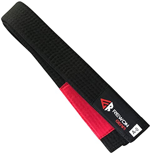 Rewon Gear Jiu Jitsu BJJ Premium-Gürtel – Profi-Gürtel mit Ärmelsteg für Ranglistenstreifen, langlebig (Schwarz, A4)
