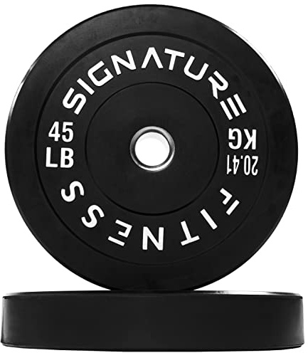 Signature Fitness Discos de peso olímpicos de 2 pulgadas con cubo de acero, 45 libras, par