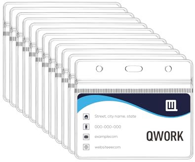 QWORK® 100 Stück Horizontaler Ausweishülle 100x82 mm Transparent Kartenhülle für Lanyard, Verdickt 0,56 mm Kunststoff, Geeignet für Kartengröße 88 x 55 mm