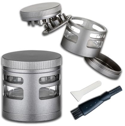 Grinder Crusher Set | Viewing Window | ⌀ 5 cm | Farbe: Anthrazit | Material: Metall | Kräuter Gewürz Mühle