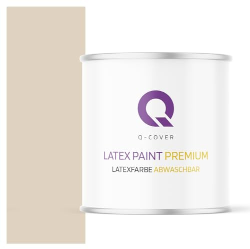 Q-COVER Voc - Vernice in lattice, lavabile, 2 l (circa 14 m²), colore Beige chiaro, colore per interni, colore da parete, classe 2, colore opaco, per chi soffre di allergie, resistente all'abrasione