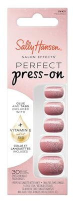 Sally Hansen Salon Effects Perfect Press On Nails, Miss Bliss, Easy to Apply with Adhesive Tabs & Glue, Manicure at Home, 30 Pcs