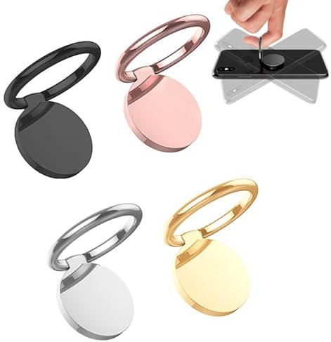 ZORTVUL 4 Piezas Anillo Soporte Para Movil, 360° Rotación, Adhesión Fuerte, Agarre Movil Dedo Compatible