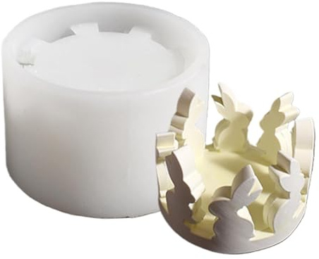 Molde de candelabro de té de silicona, moldes de moldeo para candelabros - Molde de soporte de vela de conejo de silicona - Molde de liberación fácil, soporte de vela reutilizable, Arte de moldeo para
