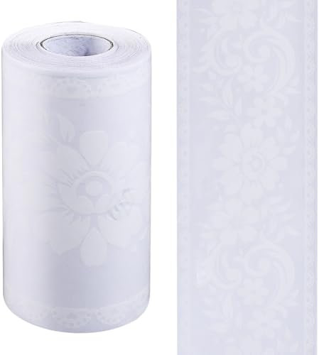 GORGECRAFT Autocollant de Fenêtre en Dentelle 10 m X 10cm Bordure de Papier Peint Floral Blanc Autocollant en PVC pour Fenêtre Cuisine Buanderie Carrelage en Verre Cadre de Miroir Mural