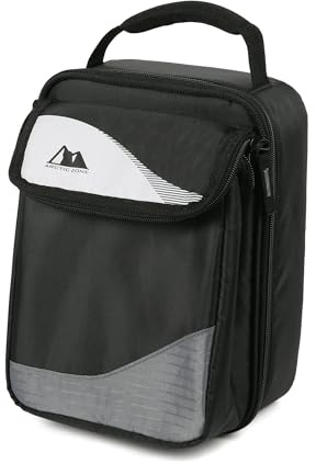 Arctic Zone Expandable HardBody Lunch Box, Black/White | Insulated Upright Cooler with Hard Liner, Adjustable Divider, Easy Clean, Leak-Resistant