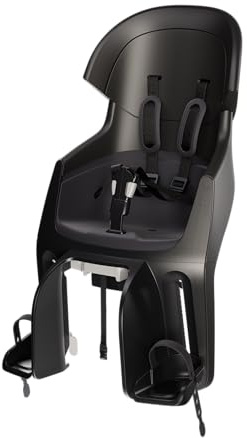 BOBIKE 8010800001 - Silla Bicicleta Reclinable Trasera Portaequipajes Exclusive Evolve Maxi con diseño Envolvente, suspensión integrada y arnés 5 Puntos para niños, Negro Urbano