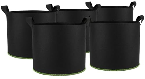 Conipa - 5 x 20L de tela con mango de tela no tejida de 30 x 25 cm (respetuoso con el medio ambiente y transpirable) - Saco para plantas y maceta de fieltro - Macetas de cultivo y macetas de tela para