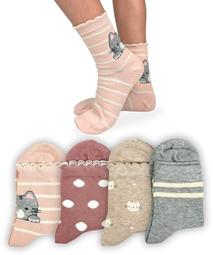 LEON D'ORO Calzini Bambina Cotone 4/6 Paia Calze Bimba Caldo Cotone Calze Bambina invernali Made in Italy (IT, Numero, 23, 28, ASS1 4 paia)