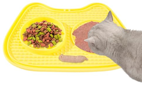 Gamelle pour chat à alimentation lente, petite ventouse anti-étouffement, tapis à lécher, distributeur de friandises, casse-croûte, pour yaourt, canettes, aliments humides, aliments secs