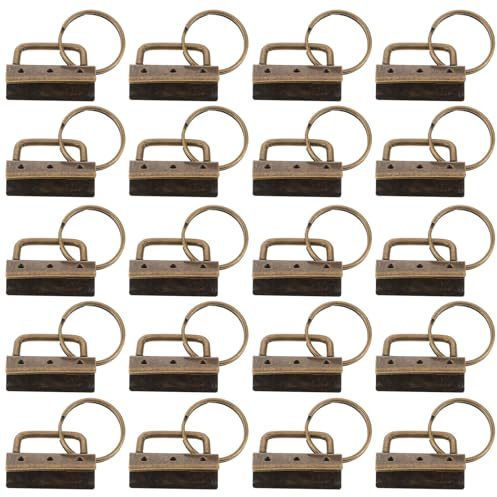 Hohopeti 30 St Key Fob Hardware Kit med Split Key Ring och Strap End Clamp i Antik Brons Robust Metall för DIY Wristlet Lanyard och Väsktillbehör Hållbar och Slitstark för Personligt