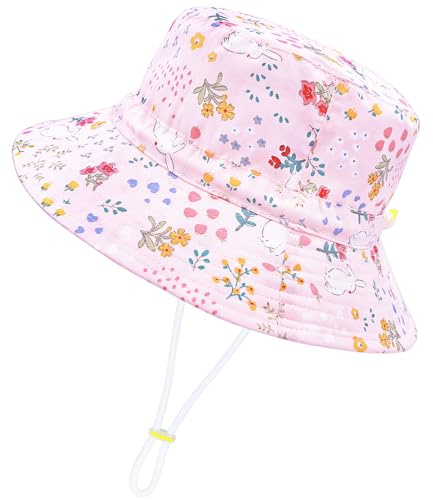 CHEESANHERR Justerbar barnsolhatt, fiskarmössa flicka bomull, strandhattar för nyfödd sommar, bucket hatt barn Fisherman Sun hatt 2 till 8 år