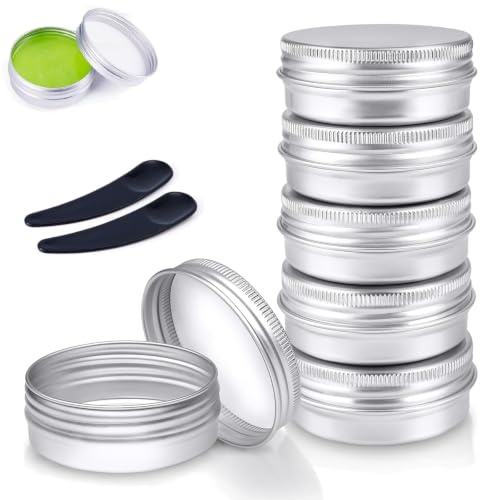 6 PCS Aluminum Tin Jars, Small Tins, Metal Tins with Lids, Lip Balm Containers, for DIY Candle, Cream, Cosmetics and Storage(Silver 4.7 * 2.5cm)