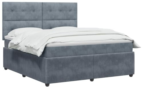 vidaXL Lit boxspring avec Matelas Gris foncé 180 x 200 cm Velours, Chambre Moderne, lit à Ressorts, Matelas réglable, Cadre stylé, Sommeil Confortable à la Maison