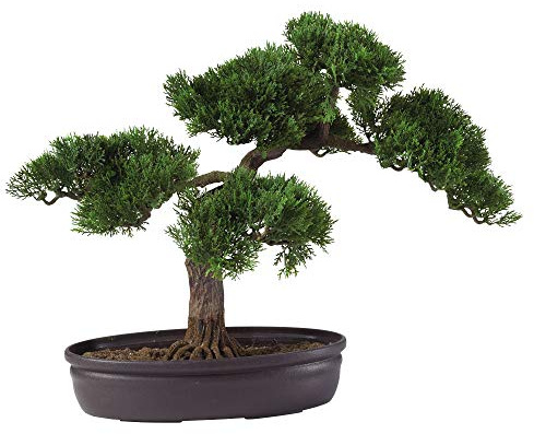 Nearly Natural 4106 16in. Cedar Bonsai Silk Plant,Green