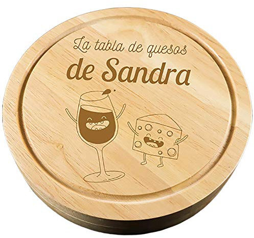 Regalo personalizado: tabla de quesos grabada con motivos divertidos y el texto que tú quieras