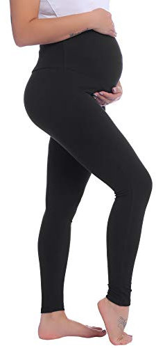 Leggings für Schwangere Lang Umstandshose High Waist Pyjamahose Bequeme Freizeithose Baumwolle Jogginghose Blickdicht Yogahose(Schwarz,XXL)