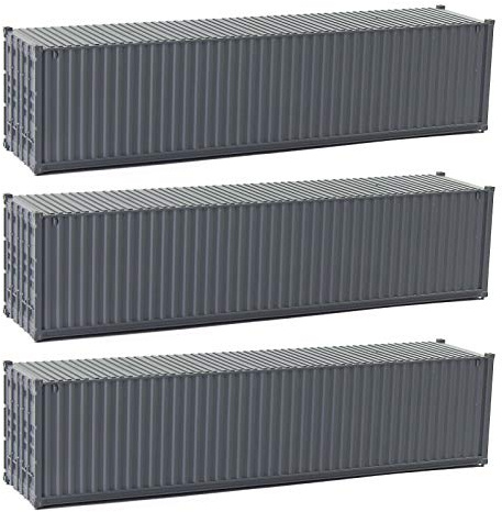 Evemodel 3 unidades 10 m Container Versandwagen Spur H0 Maqueta de ferrocarril 1:87 (gris oscuro)