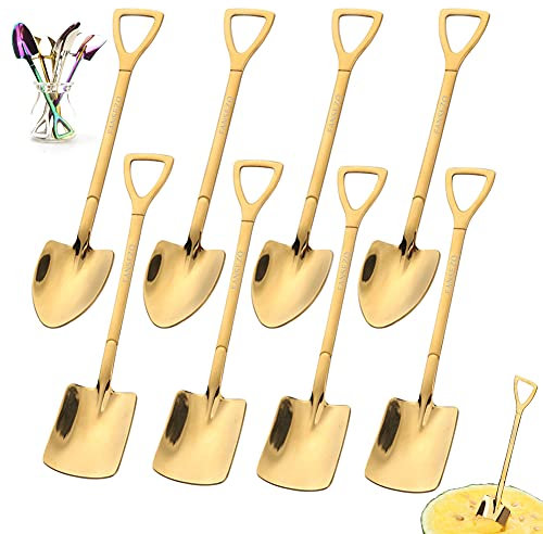 8 cuillères en acier inoxydable, pelle créative, cuillère à café, rouge, pastèque, thé au lait, café, sucre, crème glacée, dessert