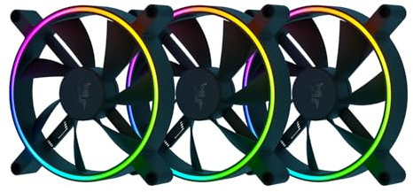 Razer Kunai Chroma - aRGB-PC-Hochleistungslüfter (Leise, leistungsstarke, Bis zu 8 Lüfter anschließen, Unterstützung für PWM-Lüftersteuerung, Razer Chroma) 3 Lüfter | 140MM