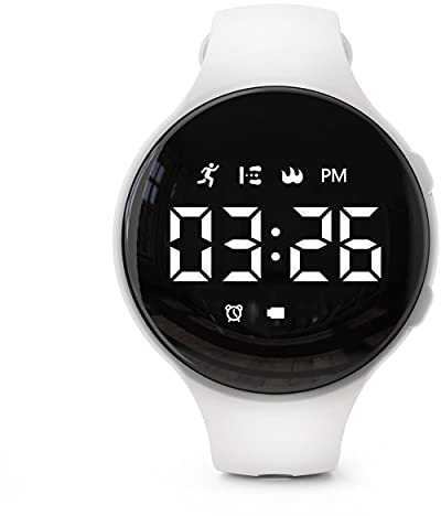 Focwony Montre de suivi d'activité à LED non Bluetooth, podomètre numérique, avec comptage de pas, distance, calories, chronomètre, réveil, excellent cadeau pour enfants, adolescents, filles, garçons,