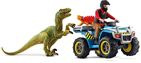 schleich DINOSAURS 41466 Dinosaurs Velociraptor und Baby Dino Abenteuer Spielset mit Quad und Fahrer - Prähistorisches Großes Dino-Spielzeug 5er-Set Dinosaurier Spielzeug ab 4 Jahren