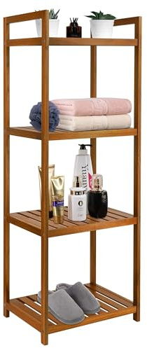 Utoplike Teak Wood Bathroom Shelf Organizer Stand, Standing Shower Caddy
