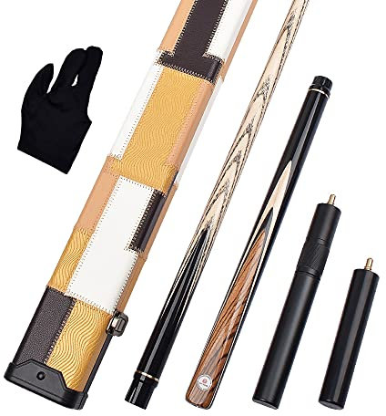 WAYMARK Snooker Cue Set Pool Cue Set Handmade 57 inches 19.5oz 3/4 Jointed 9.5mm Snooker Cue Tip with Pool Cue Accessoriess 3/4 Snooker Cue Case, Snooker Cues Extension, Protective Cover, Glove