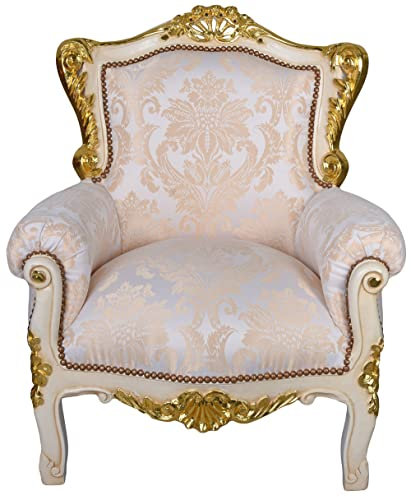 Barocksessel Chateau Sessel Kindersessel Antik Armlehnstuhl Gold Beige Holz gepolstert cat650d27 Palazzo Exklusiv