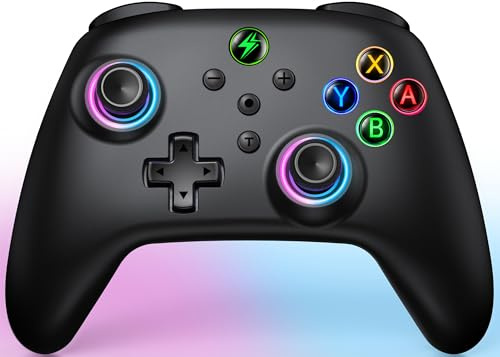 HELLCOOL Kabellos Controller für Switch/Lite/OLED Konsole - Switch Controller mit Cooles RGB Look, Programmierbare/Turbo/Aufwachfunktion, Präzise Joysticks, Dual Motors Vibration
