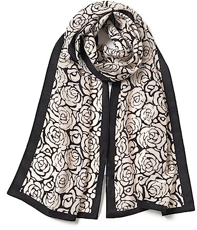 SHIROUYU 100% Mulberry Silk Women's 55”*14” Long Scarf Headscarf and Neck Scarf - Rectangular Hair Towel with Gift Packed
