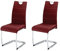 KHG 2er Set Esszimmerstühle Schwingstuhl Polsterstuhl Küchenstuhl Kunstleder Rot - Design Stuhl Sitzhöhe 48 cm - Freischwinger mit integriertem Griff, für Büro Küche Wohnzimmer