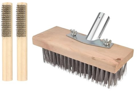 Cepillo para Malas Hierbas de acero Inoxidable, Escoba de Alambre, absorción de Musgo, Escoba de alambre para eliminar musgo, Cepillo de Limpieza de Suelos, Herramienta de Limpieza de acero (sin Asas)