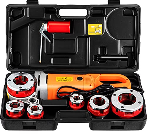 VEVOR Filettatrice per Tubi Elettrica Portatile 6 Matrici, Filiera Elettrica 2300 W, Filettatrice Elettrica Portatile 22 Giri al Min, Infila Tubi Elettrici Portatile Adatto Per Settori di Industrie
